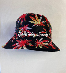 Rasta - Marijuana Leaf : Bucket Hat (Black/Red)