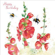 RT84274HB - Hollyhocks (6 unbagged birthday cards)