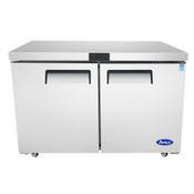 2 Solid Door 60" Under Counter Refrigerator NSF Cooler Atosa MGF8403GR On Wheels #2347-OB
