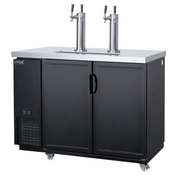 NEW 60" Kegerator 2 Solid Black Doors Back Bar Beer Keg Cooler Dukers DDB60-M2 #6329