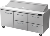NEW 72" Refrigerated Salad Sandwich Prep Table 4 Drawer 1 Door LEFT Side Blue Air BLPT72-D4RM-HC #7576
