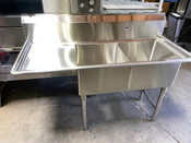 NEW 18X18 Sink 2 Compartment Left Drainboard NSF Stainless Steel #7579