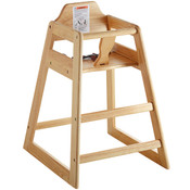 NEW Childrens High Chair Seating Standard Height Natural Wood With Safety Strap #1379-OB