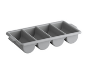 NEW 4-Compartment Gray Plastic Cutlery Box / Flatware Bin with Handles #8103