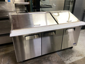 3 Door 73" Refrigerated Mega Top Sandwich Prep Table Cooler NSF Atosa MSF8308GR #2232-SD