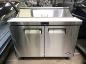 2 Door 48" Refrigerated Sandwich Topping Prep Table Stainless Steel Cooler NSF Atosa MSF8302GR #2225-OB