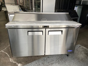 2 Door 60" Refrigerated Prep Table Stainless Cooler NSF Atosa MSF8303GR #2226-OB