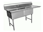 NEW 18X18 Sink 2 Compartment Right Drainboard Stainless Steel #9007