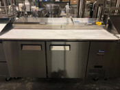 2 Door 67" Refrigerated Pizza Prep Table Stainless Steel Cooler NSF Atosa MPF8202GR  #2229-OB