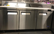 3 Door 73" Refrigerated Prep Table Solid Stainless Steel Cooler NSF Atosa MSF8304GR #2227-OB