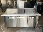 3 Door 73" Refrigerated Mega Top Prep Table Stainless Steel Cooler NSF Atosa MSF8308GR #2232-OB
