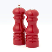 NEW 6" Red Wooden Salt Shaker and Pepper Mill Set American Metalcraft PMSR62 #9464-OB