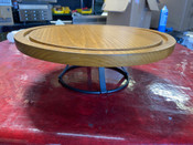 NEW 13" Round Cake Stand Wood With Metal Base #9463-OB