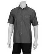 NEW CHEF WORKS - SKS002-BLK-XL - BLACK DETROIT SHORT-SLEEVE DENIM SHIRT (XL) #9607-OB