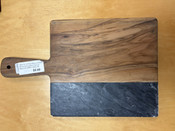 NEW 10" x 9" Olive Wood and Black Marble Serving Board American Metalcraft OWBB15 #9662-OB