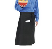 NEW Chef Revival 607BA-BK Long Black Poly-Cotton Crew Bistro Apron with Side Pocket - One Size #9748-OB
