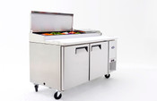 NEW 2 Door 67" Refrigerated Pizza Prep Table Stainless Steel Cooler NSF Atosa MPF8202GR  #2229