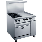 NEW 36" Range 24" Griddle 2 Burner Combo Std Oven NG On Wheels Dukers DCR36-2B24GM #1335