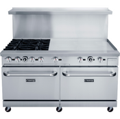 NEW 60" Range 36" Griddle 4 Burner Combo Std Oven NG On Wheels Dukers DCR60-4B36GM #1337