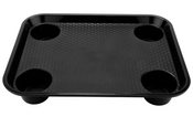 NEW Plastic Fast Food Tray 17"L x 14"W 4-Cup Holders GET FT-20-BK #1425-OB