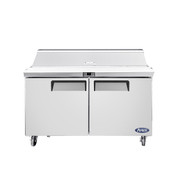 NEW 2 Door 48" Refrigerated Prep Table Solid Stainless Steel Cooler NSF Atosa MSF8302GR #2225