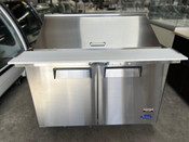 2 Door 48" Refrigerated Mega Top Prep Table Stainless Steel Cooler NSF Atosa MSF8306GR #1229-OB2