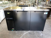2 Door 59" Back Bar Beer Cooler Black Solid On Wheels Turbo Air TBB-2SBD-N6 NSF Refrigerator #2126