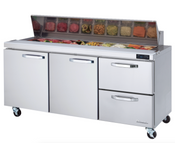 NEW 2 Drawer (Right) 2 Door (Left) Refrigerated 72" Prep Table Blue Air BLPT72-D2R-HC NSF Cooler #2378