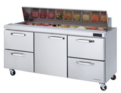 NEW 4 Drawer (L&R) 1 Door (Middle) Refrigerated 72" Prep Table Blue Air BLPT72-D4RL-HC NSF Cooler #2380