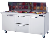 NEW 2 Drawer (Middle) 2 Door (R&L) Refrigerated 72" Mega Top Prep Table Blue Air BLMT72-D2M-HC NSF Cooler #2423