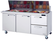 NEW 2 Drawer (Right) 2 Door (Left) Refrigerated 72" Mega Top Prep Table Blue Air BLMT72-D2R-HC NSF Cooler #2424
