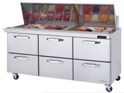 NEW 6 Drawer Refrigerated 72" Mega Top Prep Table Blue Air BLMT72-D2R-HC NSF Cooler #2425