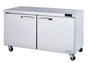 NEW 60" Under Counter NSF Cooler 2 Door Refrigerator Blue Air BLUR60-HC On Wheels NSF #2426
