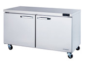 NEW 60" Under Counter 2 Door Freezer Blue Air BLUF60-HC On Wheels NSF #2431