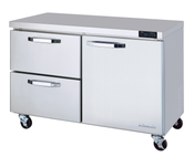 NEW 2 Drawer (Left) 1 Door (Right) Under Counter 60" Refrigerator Cooler On Wheels NSF 120V Blue Air BLUR60-D2L-HC #2434
