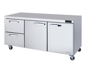 NEW 2 Drawer (Left) 2 Door (Right) Under Counter 72" Refrigerator Cooler On Wheels NSF 120V Blue Air BLUR72-D2L-HC #2443