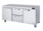 NEW 2 Drawer (Middle) 2 Door (RL) Under Counter 72" Refrigerator Cooler On Wheels NSF 120V Blue Air BLUR72-D2M-HC #2444