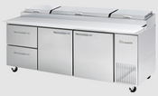NEW 2 Drawer (Left) 2 Door (Right) 93" Pizza Prep Table Refrigerated Stainless Steel Blue Air BAPP93-D2L-HC #2476