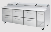 NEW 6 Drawer 93" Pizza Prep Table Refrigerated Stainless Steel Blue Air BAPP93-D6-HC #2482