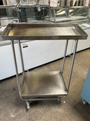 35" x 20" Stainless Steel Welded Podium Stand On Wheels With Storage Shelf #2558