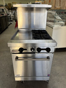 24" Gas Range 2 Open Flame Burner & 12" Griddle Flat Top Grill Oven Base Stratus SR-2G-12 On Wheels #3230