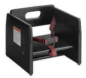 NEW Black Wood Child's Booster Seat with T-Strap Stackable Lancaster wdbstblk #3257