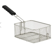 NEW 7-1/4" x 8-1/2" x 4" Deep Fryer Wire Mesh Basket With Rubber Handle Grip #3484