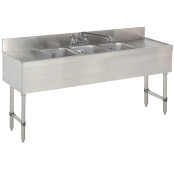 NEW 72" Three Compartment Stainless Steel Under Bar Sink with Two 18" Drainboards Advance Tabco SLB-63C #3531-OB