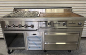 NEW 66" Combination Range Jade JBR-36GT-M/JBR-30B-M On Refrigerated Chefs Base Cooler On Wheels #3696-OB