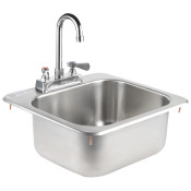 NEW 15" Drop In Hand Wash Sink GSW USA HS-1615I Stainless Steel With Gooseneck Faucet #3780