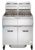 Double 50 LB Nat Gas Deep Fryers Vulcan 2TR45AF PowerFry3 High Efficiency W/ Filtration #4006