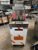 NEW 35/40 LB Nat Gas Deep Fryer Twin Basket Energy Star Vulcan 1VEG35M Floor Model On Wheels #4036-OB