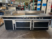 NEW 90" Cooking Suite Combination Jade Range Gas Deep Fryer Griddle 6 Burner Open Flame On 2 Ovens #4072