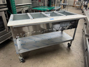 NEW 4 Well Gas Steam Table Duke 304-M-DB AEROHOT Dry Bath Open Well On Wheels #4149-OB